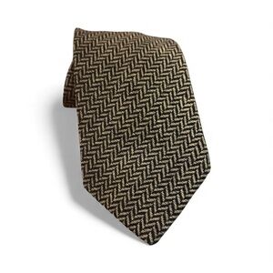 Peter Elliot Cashmere Herringbone Tie in Black and Gold 58” x 4”